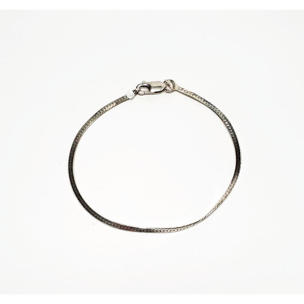 Vintage Canada 925 Sterling Silver Herringbone Chain Bracelet 7.5"